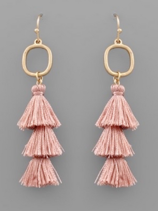 Worn Gold Circle & Layer Tassel Earrings (6 Colors)