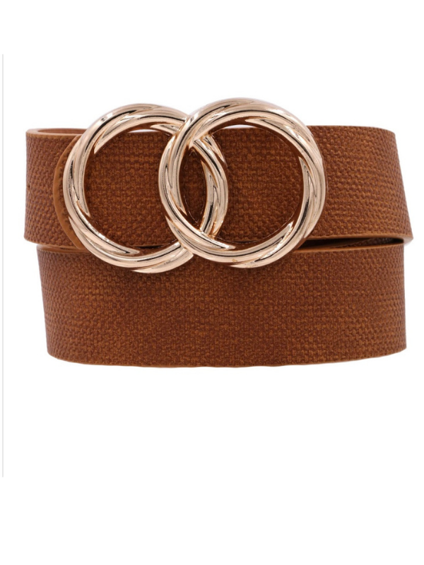 Faux Leather Belt w/Double Ring Buckle