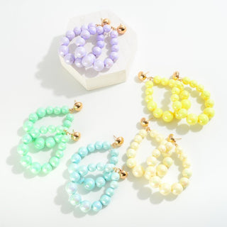 Tapered Pearlescent Teardrop Beaded Earring (5 Colors)