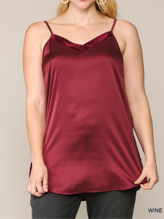 Curvy Velvet Mixed Adjustable Strap Round Hem Camisole Final Sale (2 Colors)