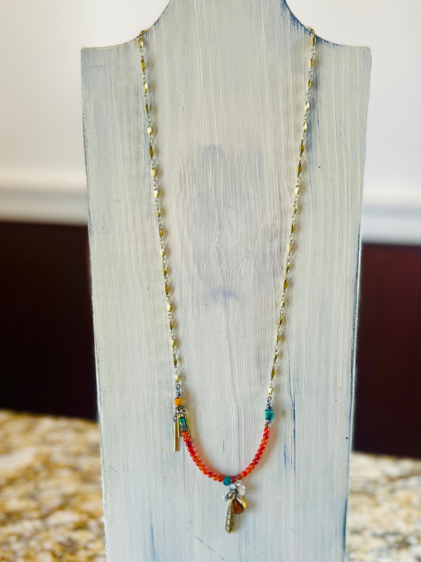 L&F Bar Chain w/Thin Beaded Necklace