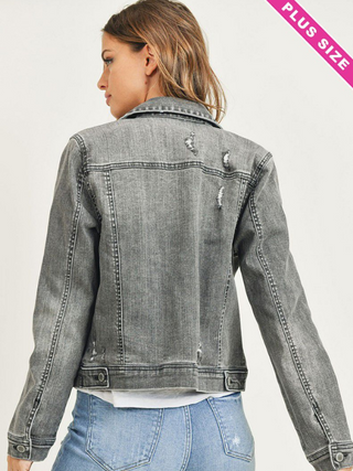 Curvy Vintage Washed Grey Jacket
