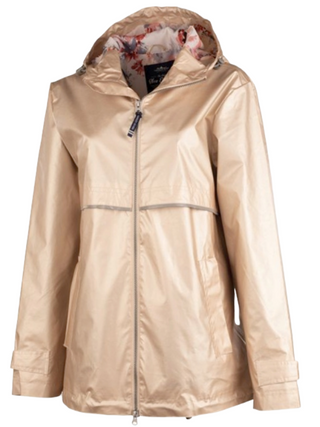 Charles River Champagne Raincoat w/Floral Lining