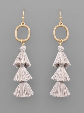 Worn Gold Circle & Layer Tassel Earrings (6 Colors)