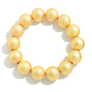 Textured Metallic Coated Beaded Stretch Bracelet