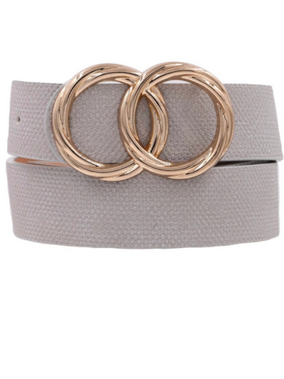 Faux Leather Belt w/Double Ring Buckle