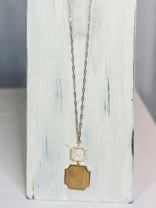 Wooden Geometric Necklace Set