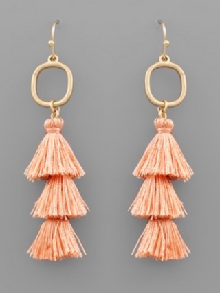 Worn Gold Circle & Layer Tassel Earrings (6 Colors)