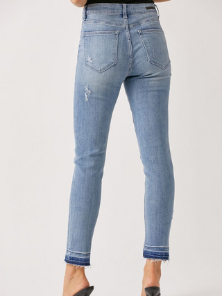 Light Mid Rise Shadow Hem Girl Friend Skinny Jean