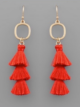 Worn Gold Circle & Layer Tassel Earrings (6 Colors)