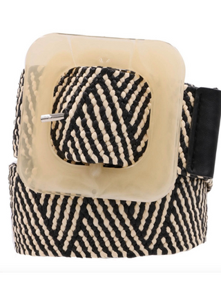 Large Square Lucite Straw Belt