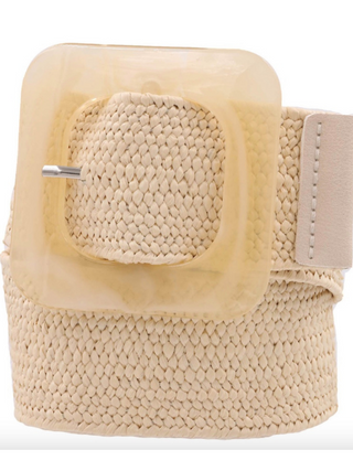 Large Square Lucite Straw Belt