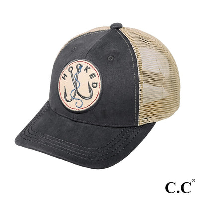 Hooked Embroidery Patch Men's Baseball Cap With Mesh Back by C.C (Final Sale)