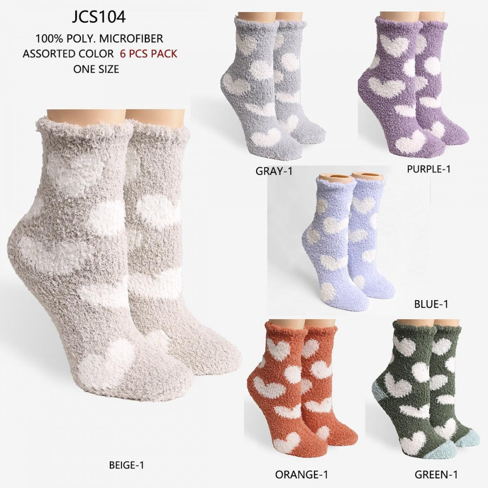 Comfy Luxe Fuzzy Knit Heart Socks