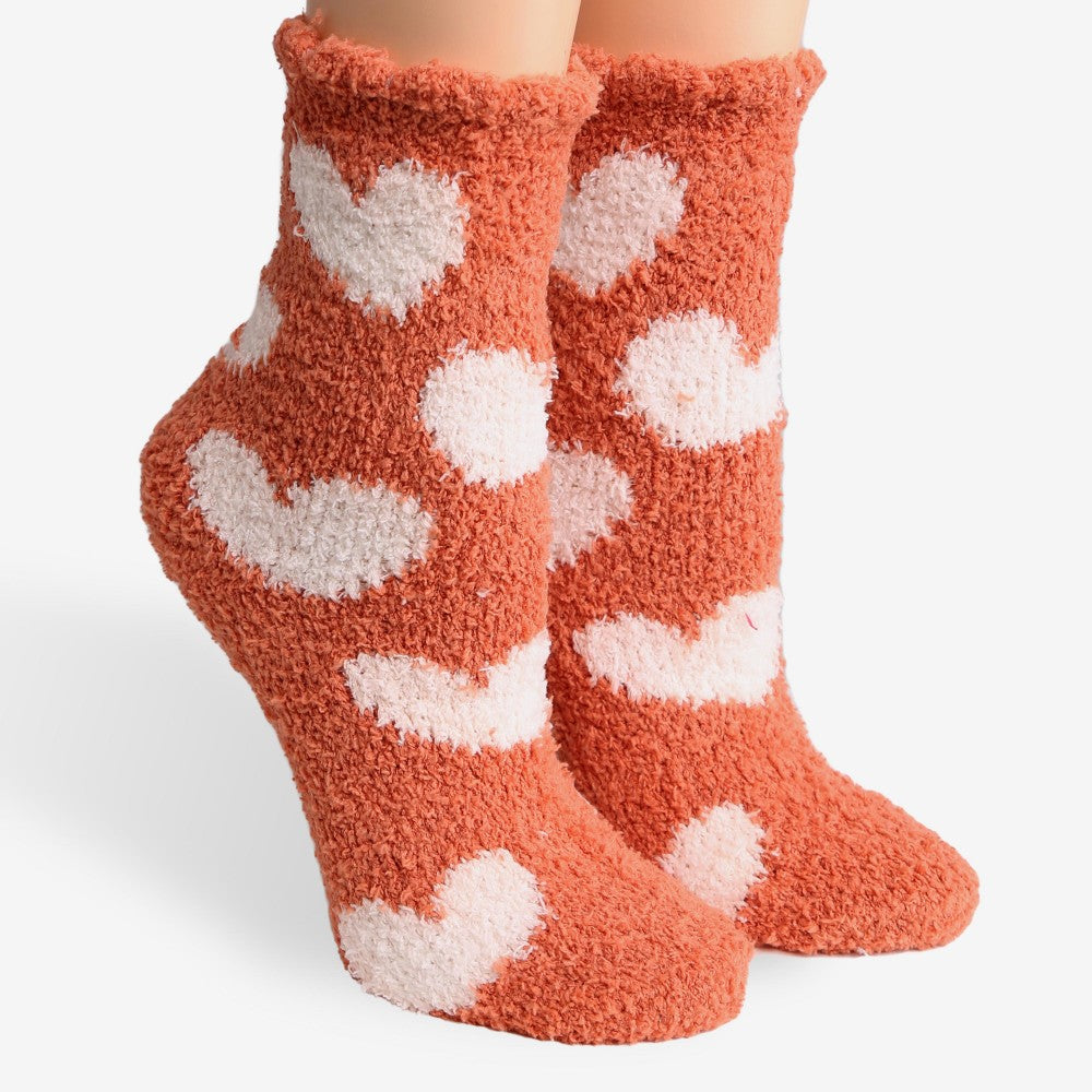 Comfy Luxe Fuzzy Knit Heart Socks
