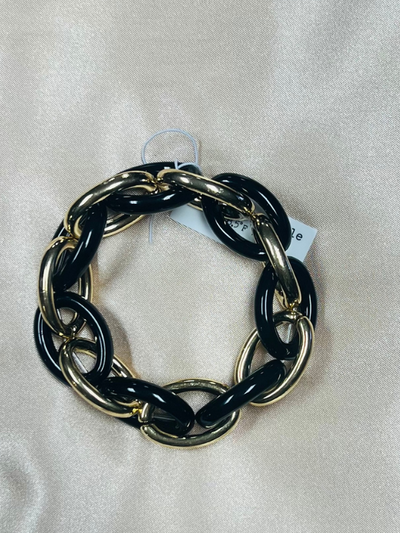 Gold Color Coated Metal Link 7.5" Stretch Bracelet