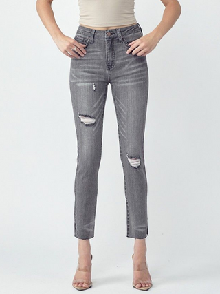 Grey Mid Rise 5 Pocket Ankle Skinny Final Sale