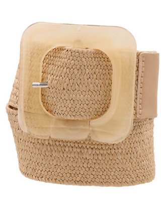 Large Square Lucite Straw Belt