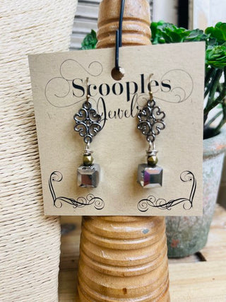 Scooples Filigree Gun Metal Earrings