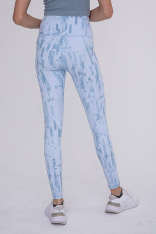 Blue Brush Strokes High-Waist Leggings Final Sale