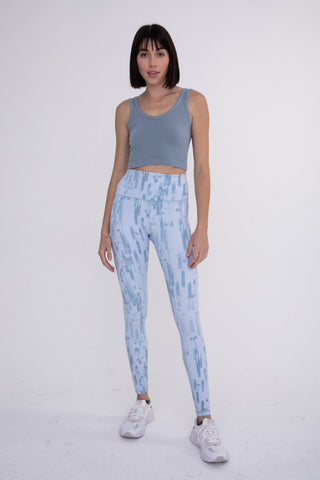 Blue Brush Strokes High-Waist Leggings Final Sale