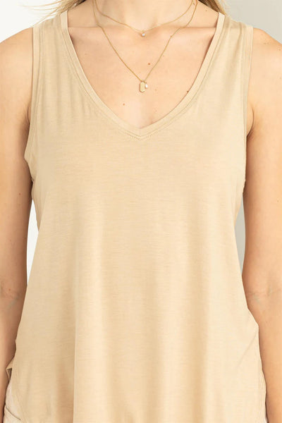 CAFFE LATTE CALL ME YOURS V-NECK TANK TOP Final Sale