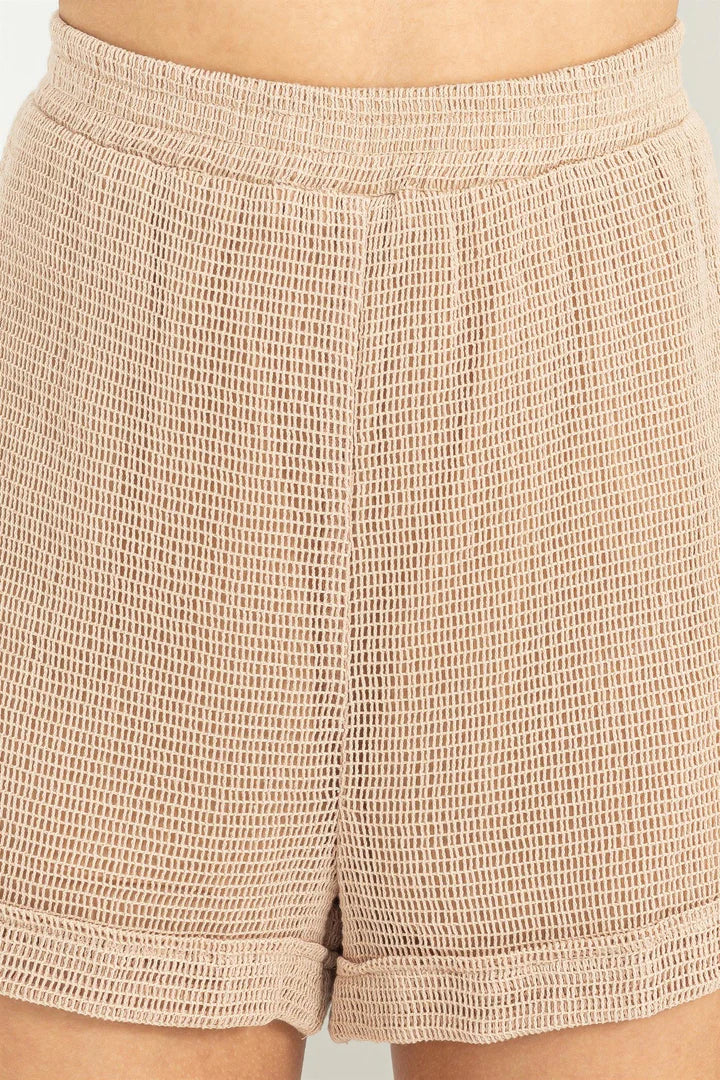 WARM TAUPE OH DARLING HIGH-WAISTED CUFFED SHORTS Final Sale