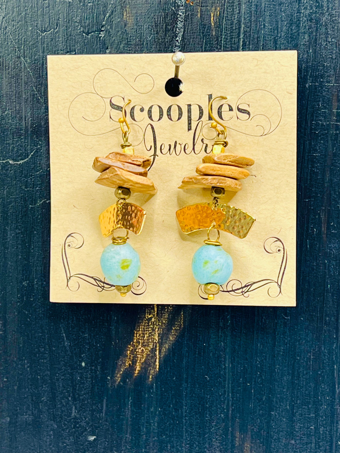 Azure Driftwood Seaglass Earrings by Scooples