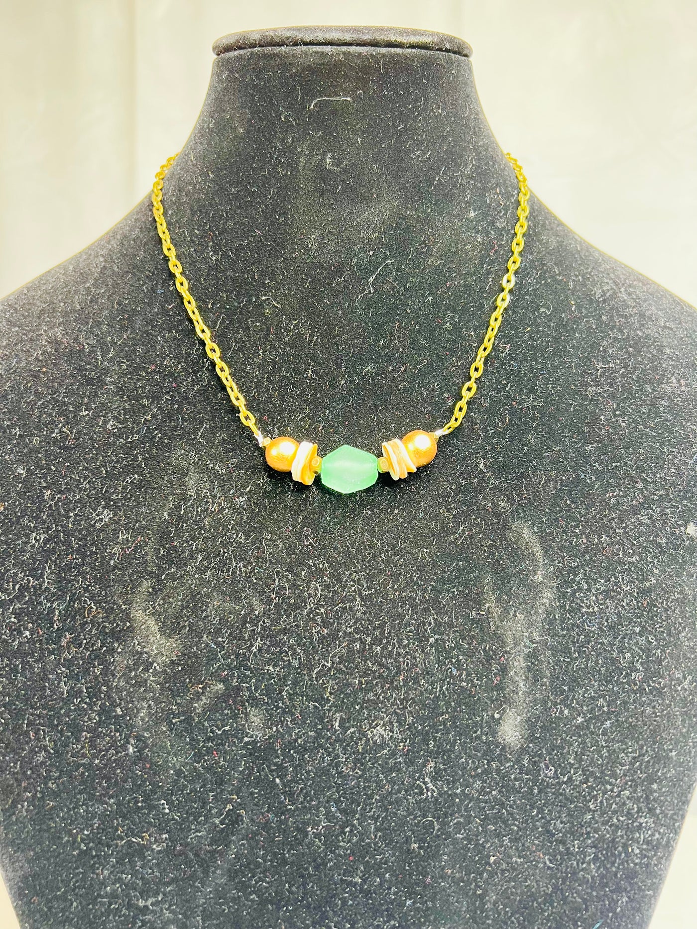 Frosted Pistachio Seaglass Necklace by Scooples