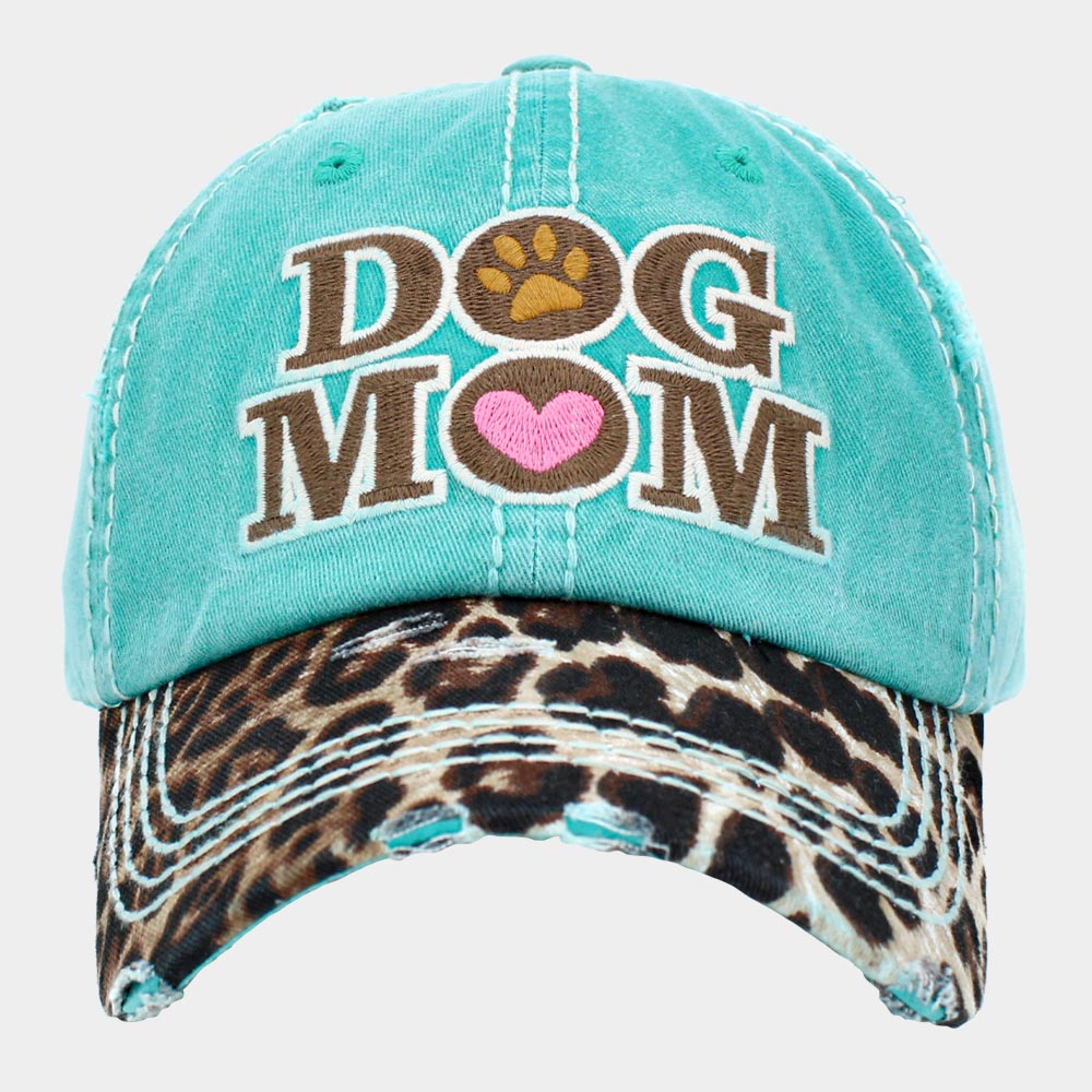 "DOG MOM" Leopard Patterned Vintage Baseball Cap (3 colors)