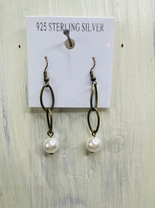 Pearl Chain-Dropped Earrings