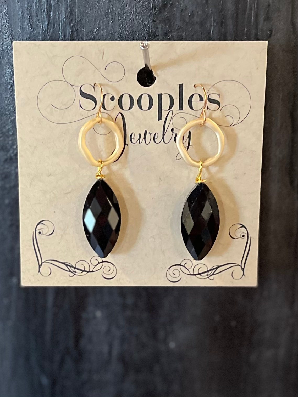 Scooples Matte Gold Black Earrings