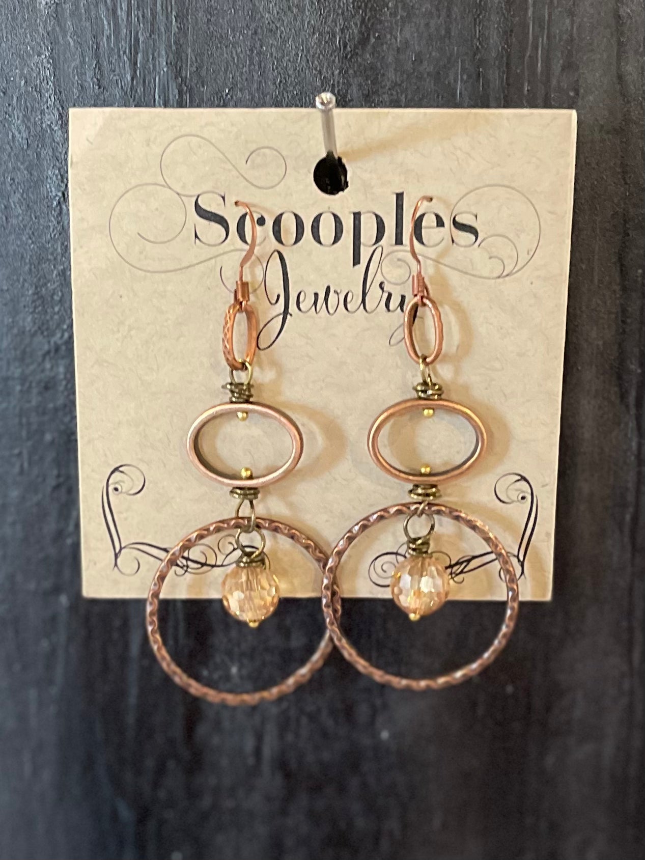 Scooples Copper Crystal Earrings
