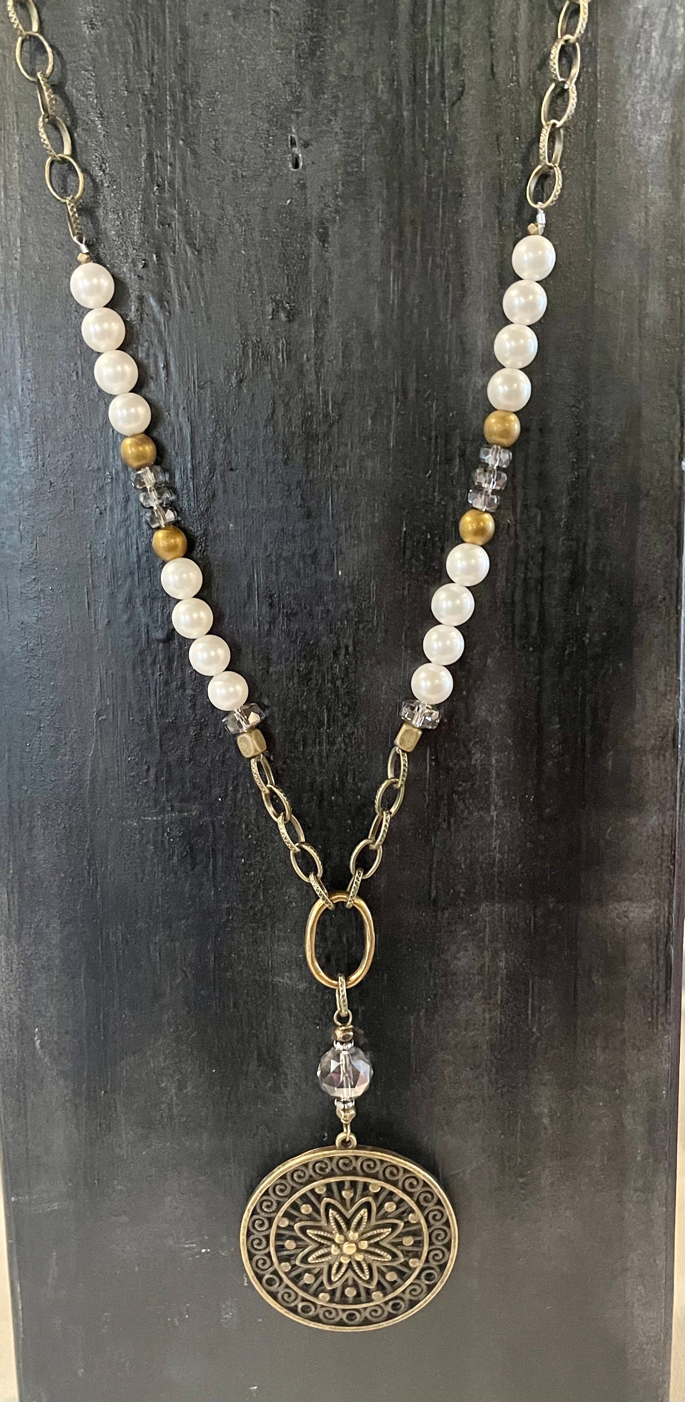 Scooples Pearl Medallion Necklace