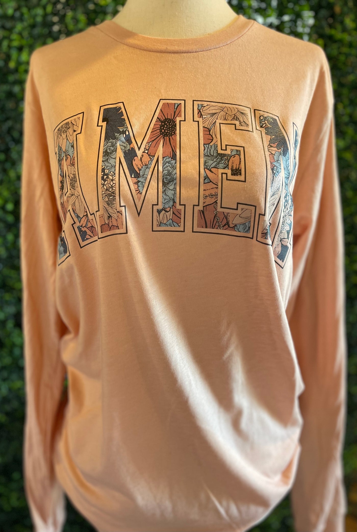 "Amen" Long Sleeved Shirt in Heather Peach Final Sale