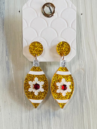 Gold Christmas Bulb Glitter Earrings