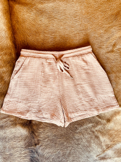 MOCHA ALL ABOUT COMFORT DRAWSTRING SHORTS Final Sale