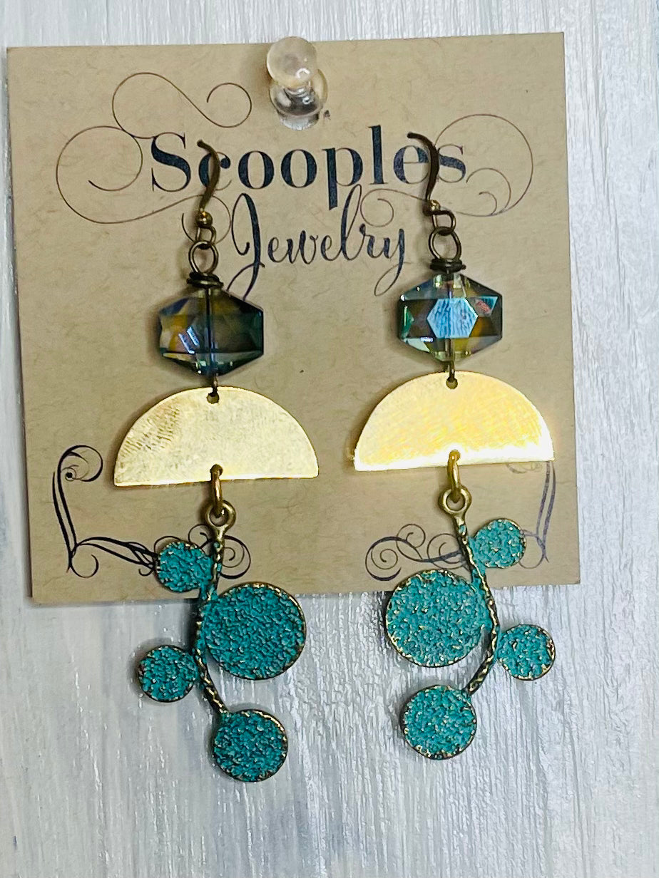 Scooples Gold Patina Prism Earrings