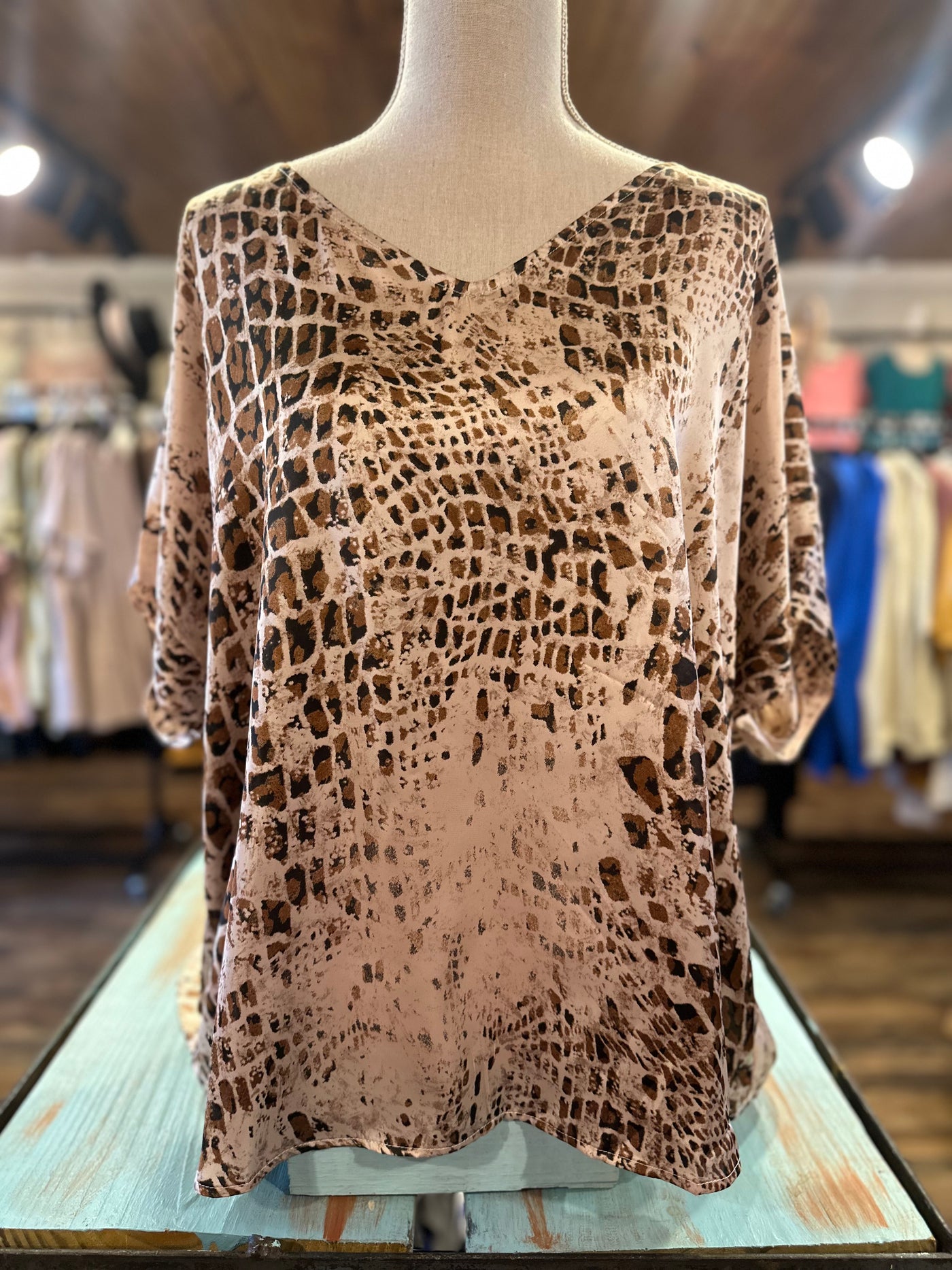 Mocha Snake Skin Printed Top