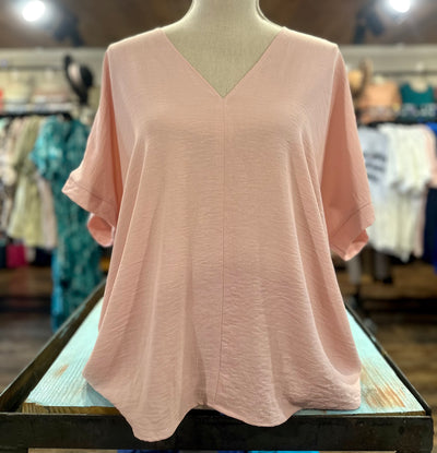 Blush Solid Boxy Top