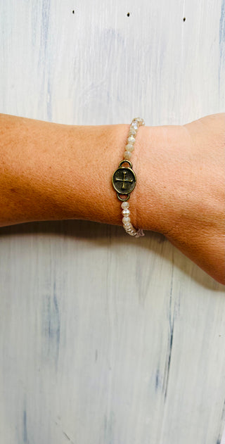 Beaded Bracelet with Antique Gold Pendant