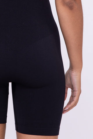 Black Sleeveless Micro-Ribbed Unitard