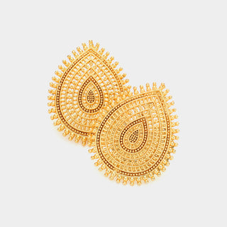 Gold Cut Out Metal Teardrop Earrings
