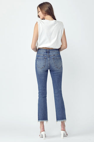 CURVY MID RISE RAW HEM STRAIGHT LEGS Final Sale