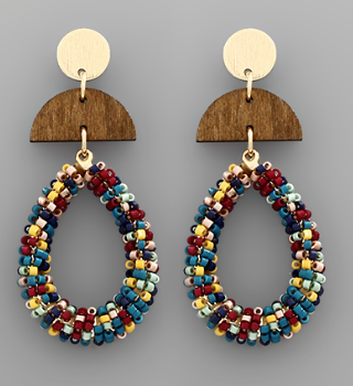 Bead Teardrop & Wedge Earrings (5 colors)