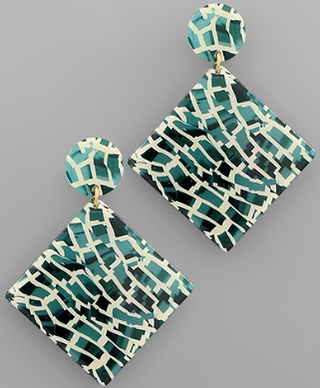 Color Square Acetate Earrings (2 colors)