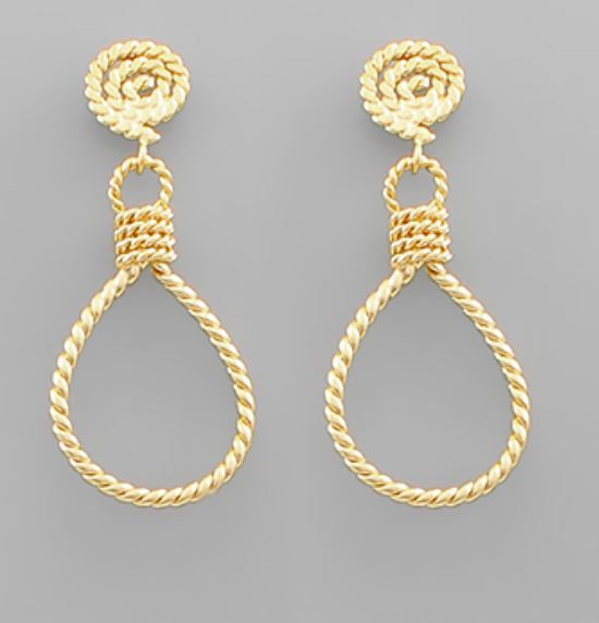 Matte Gold Rope Teardrop Earrings