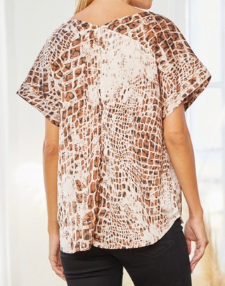 Mocha Snake Skin Printed Top Final Sale
