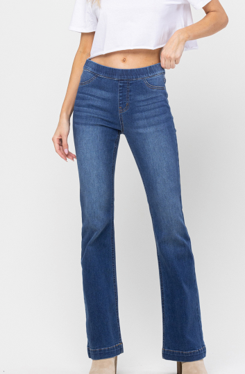 Jelly Jeans Mid Rise Dark Pull On Flare
