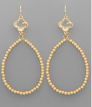 Beaded Metal Teardrop Earrings (2 colors)